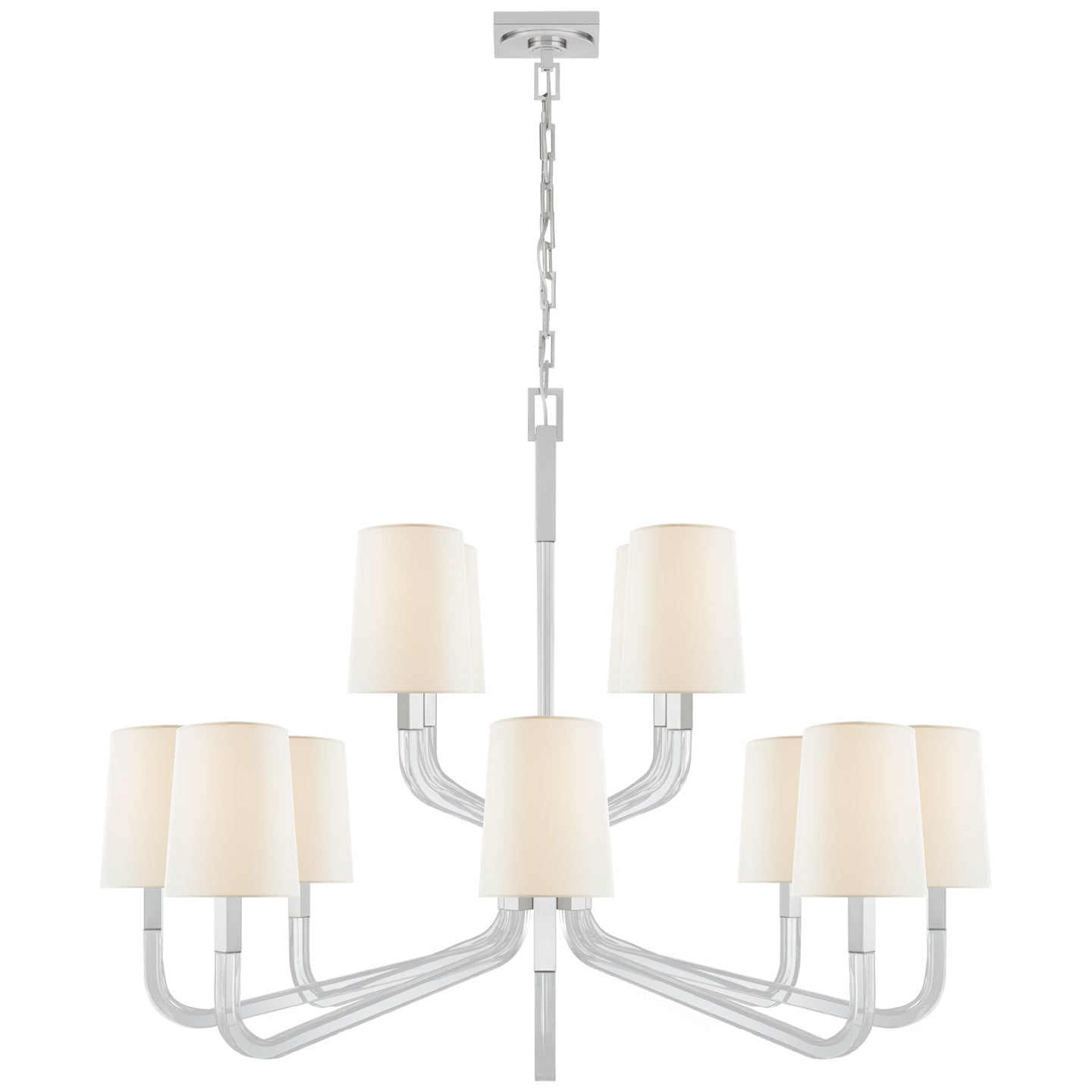 Visual Comfort Signature - CHC 5904PN/CG-L - 12 Light Chandelier - Reagan - Polished Nickel and Crystal
