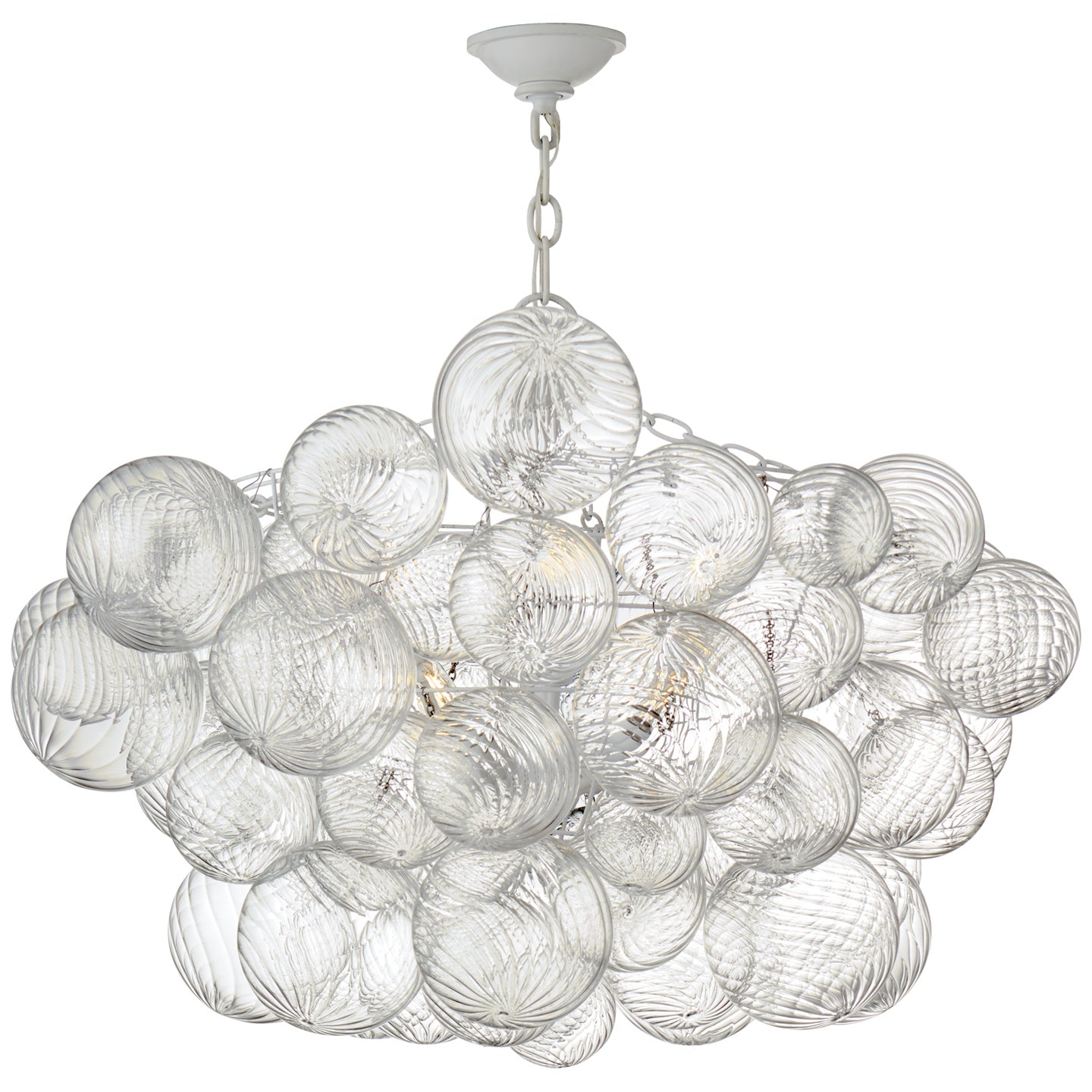 Visual Comfort Signature - JN 5112PW/CG - Eight Light Chandelier - Talia - Plaster White and Clear Swirled Glass