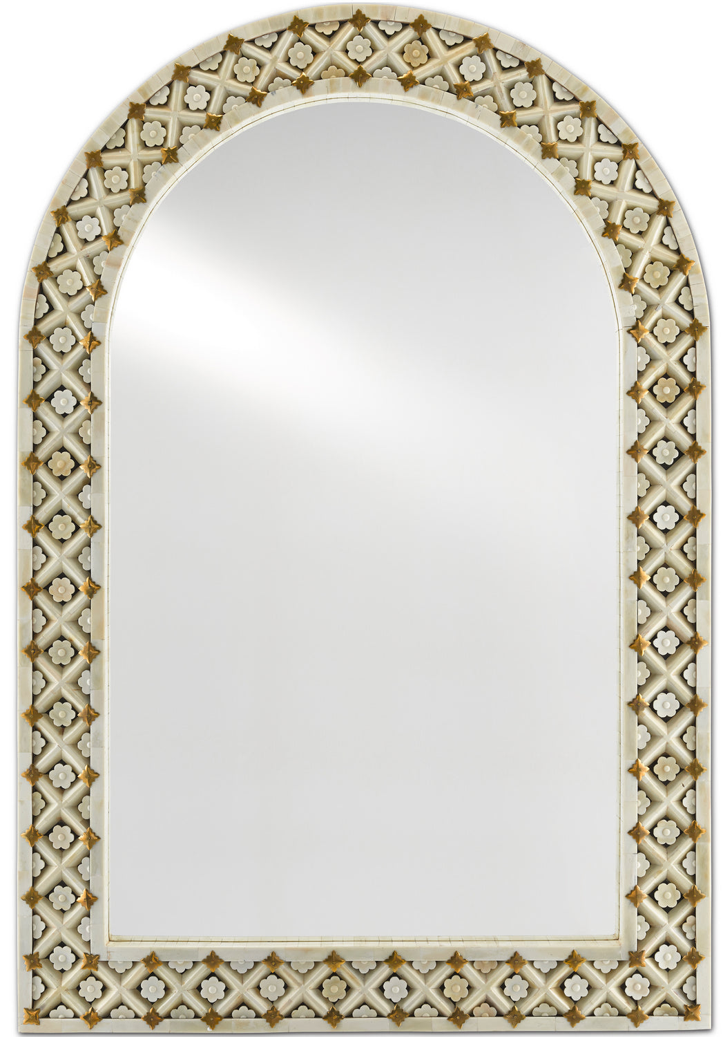 Mirror from the Ellaria collection in Natural Bone/Brass/Mirror finish