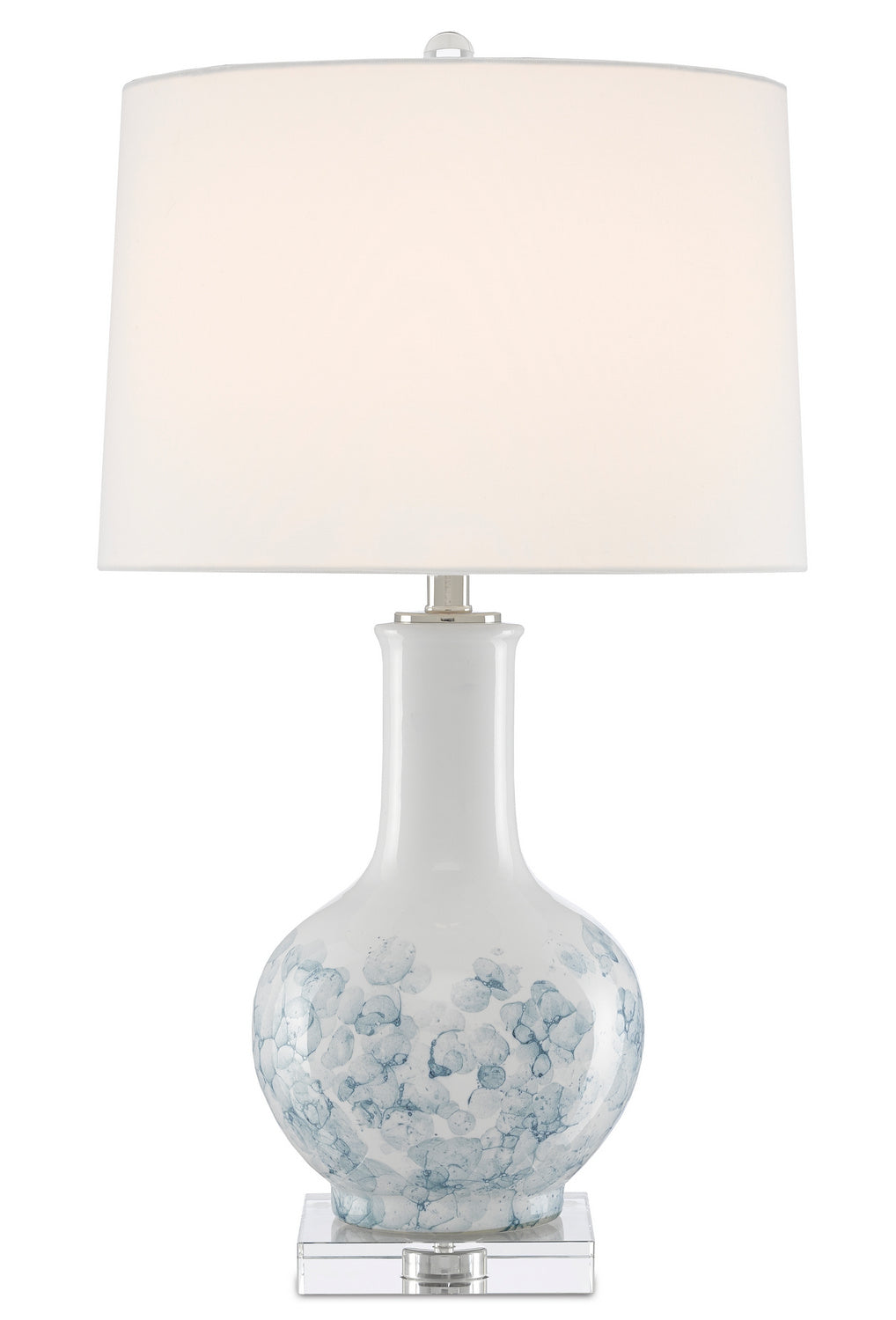 One Light Table Lamp from the Myrtle collection in White/Blue/Clear/Polished Nickel finish