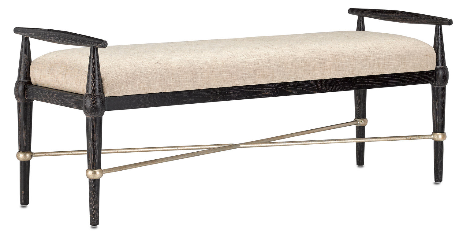 Bench from the Perrin collection in Ebonized Wood/Silver Granello finish