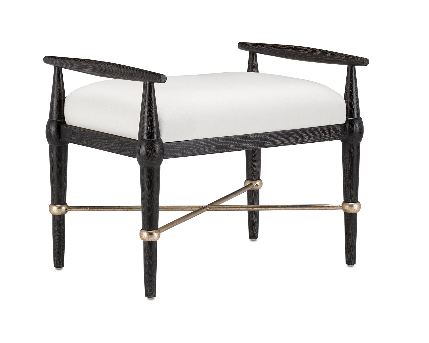 Ottoman from the Perrin collection in Ebonized Taupe/Silver Granello finish