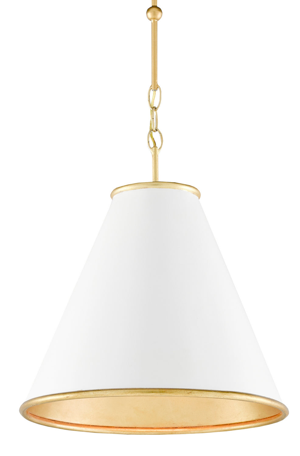 One Light Pendant from the Pierrepont collection in Painted Gesso White/Contemporary Gold Leaf/Painted Gold finish