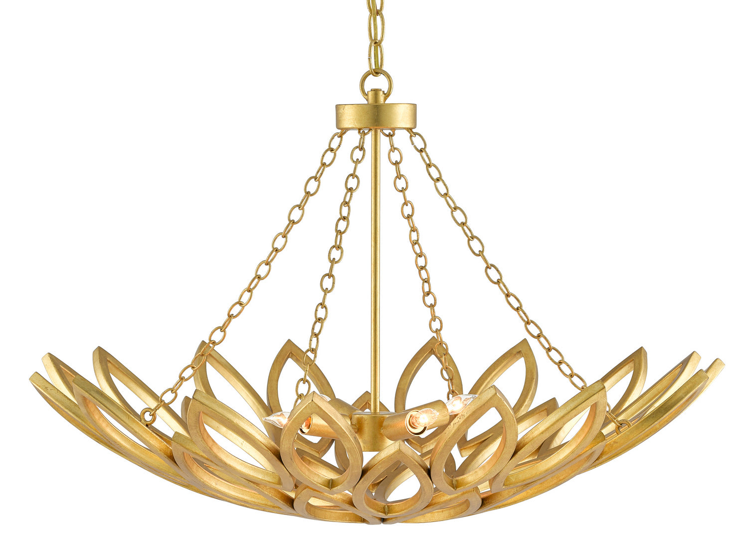 Four Light Chandelier from the Allemande collection in Contemporary Gold Leaf finish