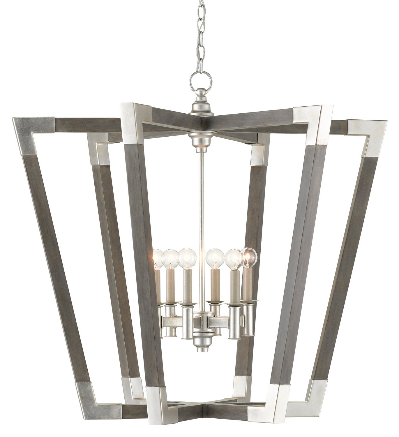 Six Light Chandelier from the Bastian collection in Chateau Gray/Contemporary Silver Leaf finish