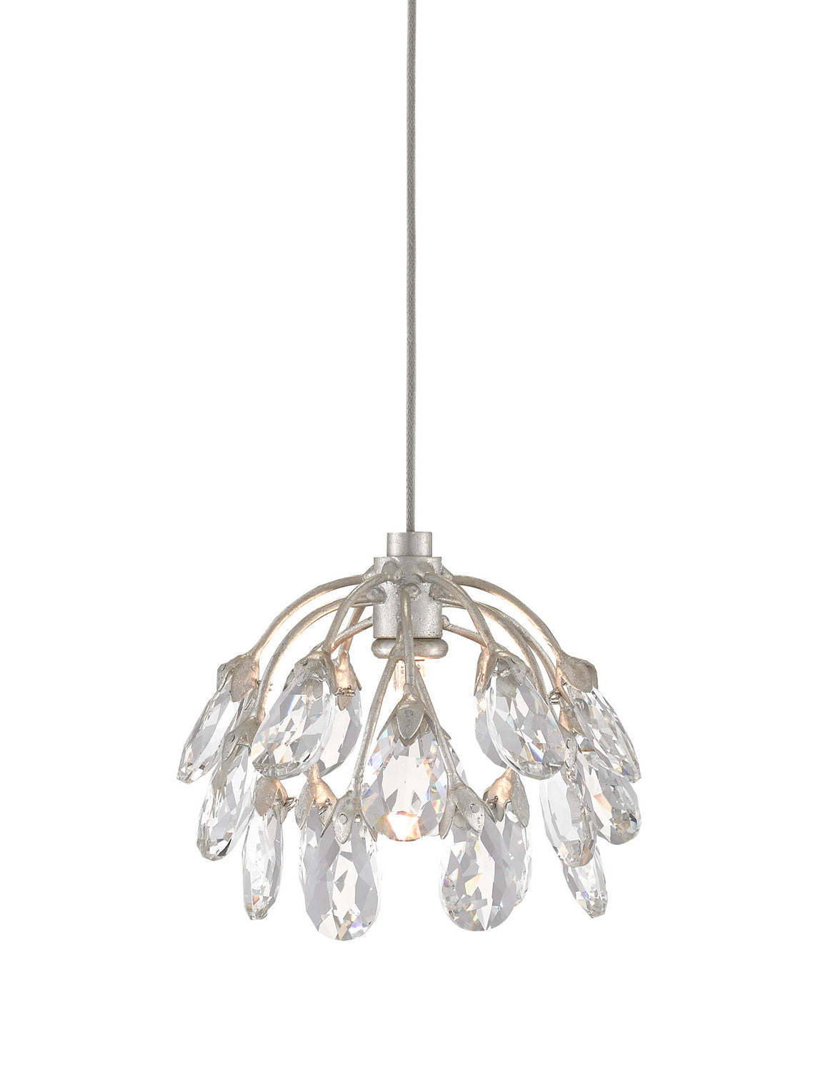 One Light Pendant from the Crystal collection in Crystal/ Contemporary Silver Leaf finish