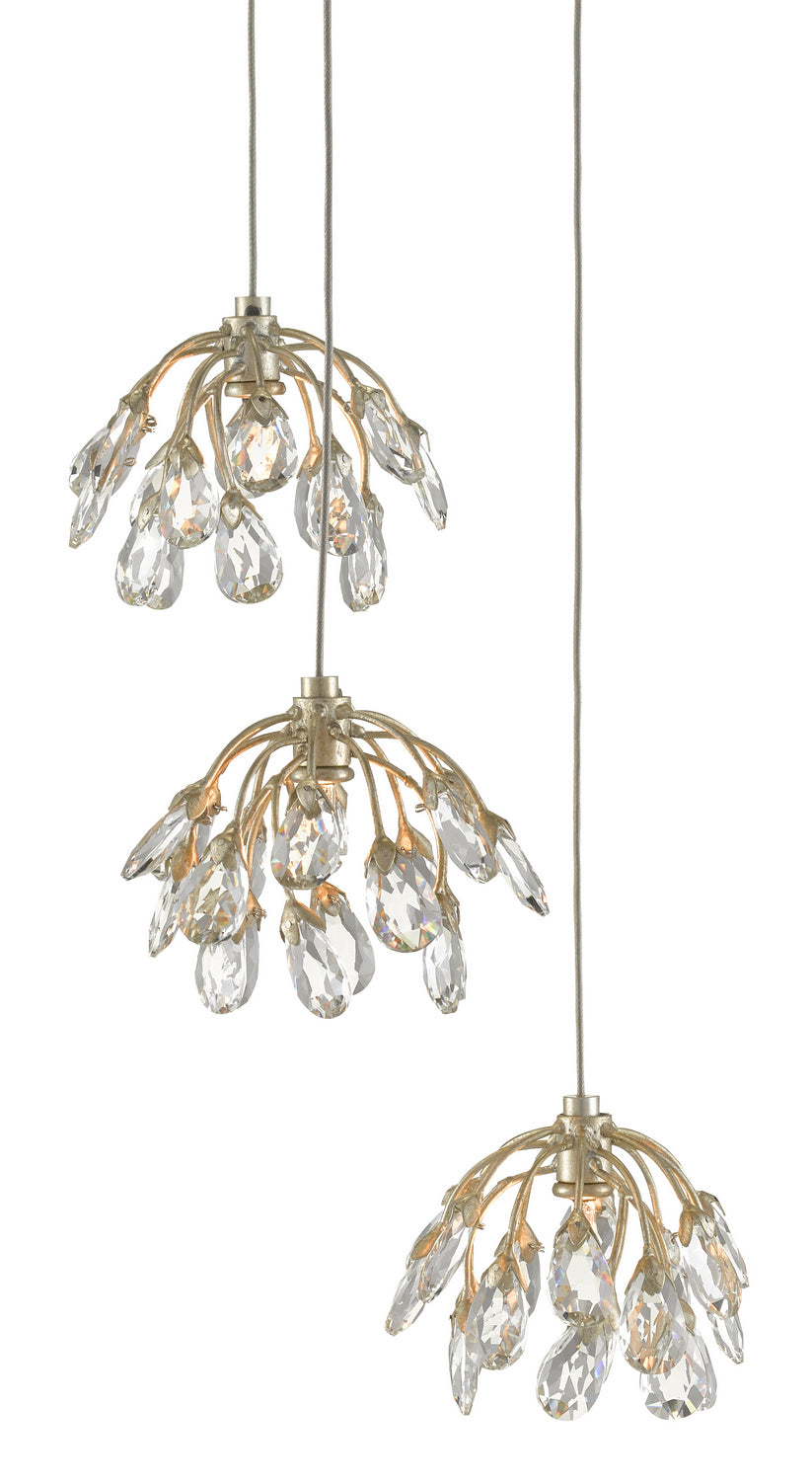 Three Light Pendant from the Crystal collection in Crystal/ Contemporary Silver Leaf finish