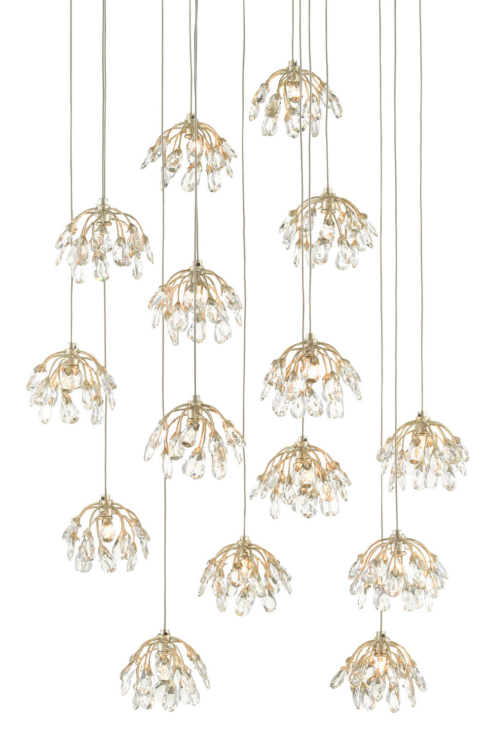 15 Light Pendant from the Crystal collection in Crystal/ Contemporary Silver Leaf finish