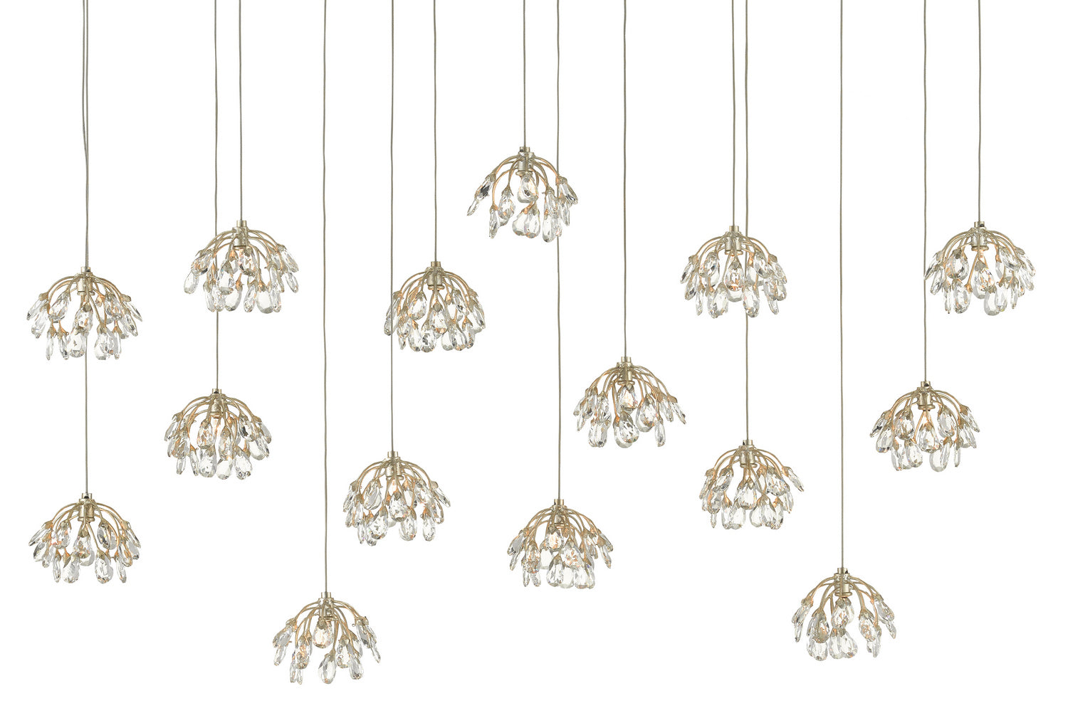 15 Light Pendant from the Crystal collection in Crystal/ Contemporary Silver Leaf finish