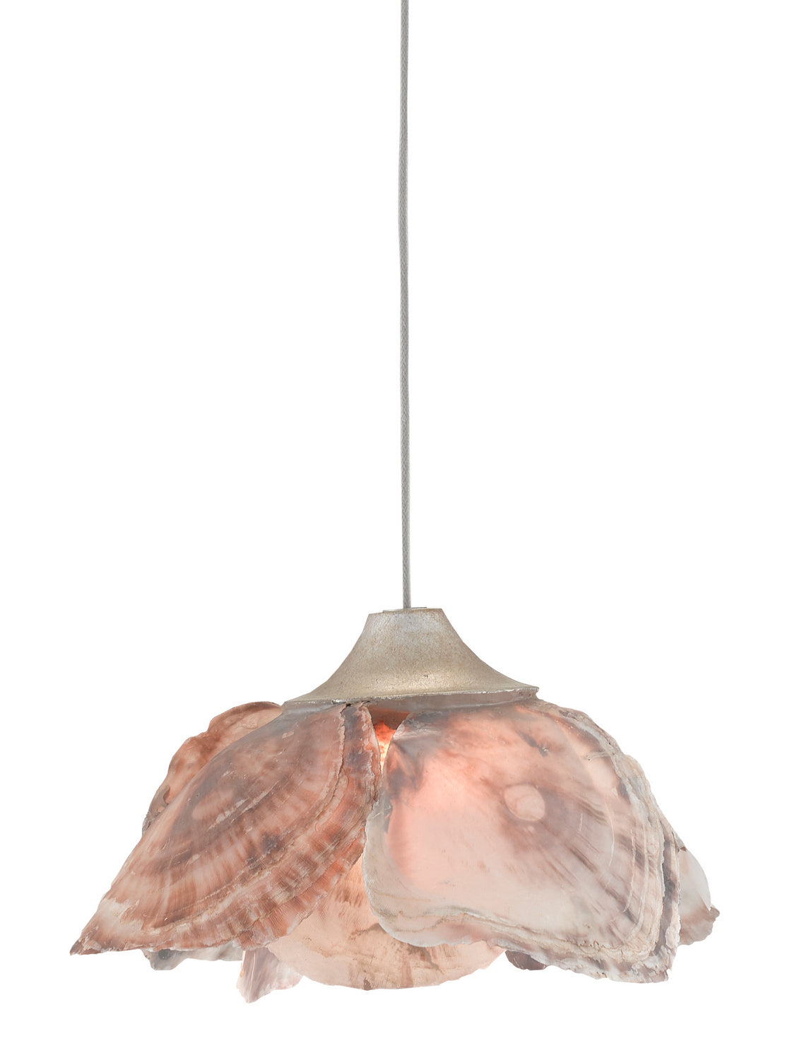 One Light Pendant from the Catrice collection in Natural Shell/Contemporary Silver Leaf finish