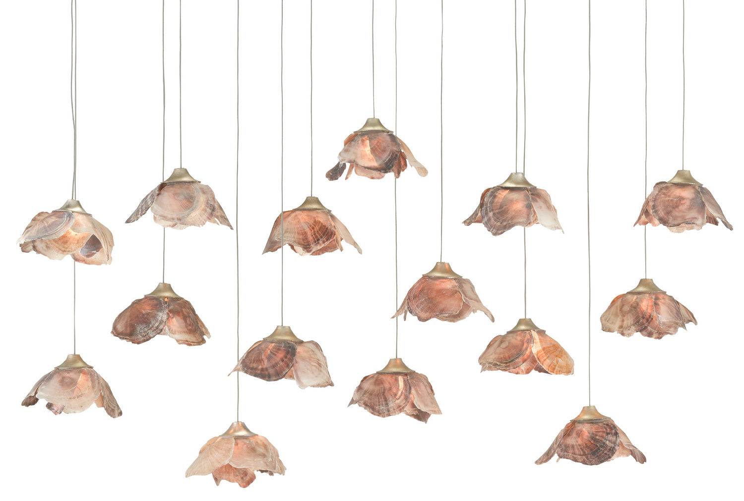 15 Light Pendant from the Catrice collection in Natural Shell/Contemporary Silver Leaf finish