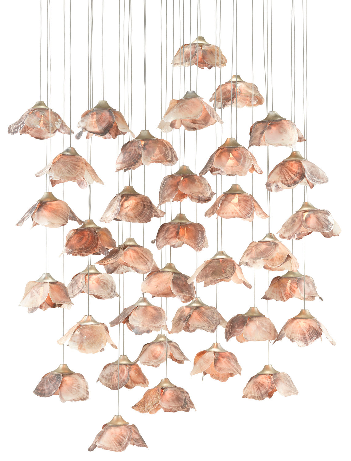 36 Light Pendant from the Catrice collection in Natural Shell/Contemporary Silver Leaf finish