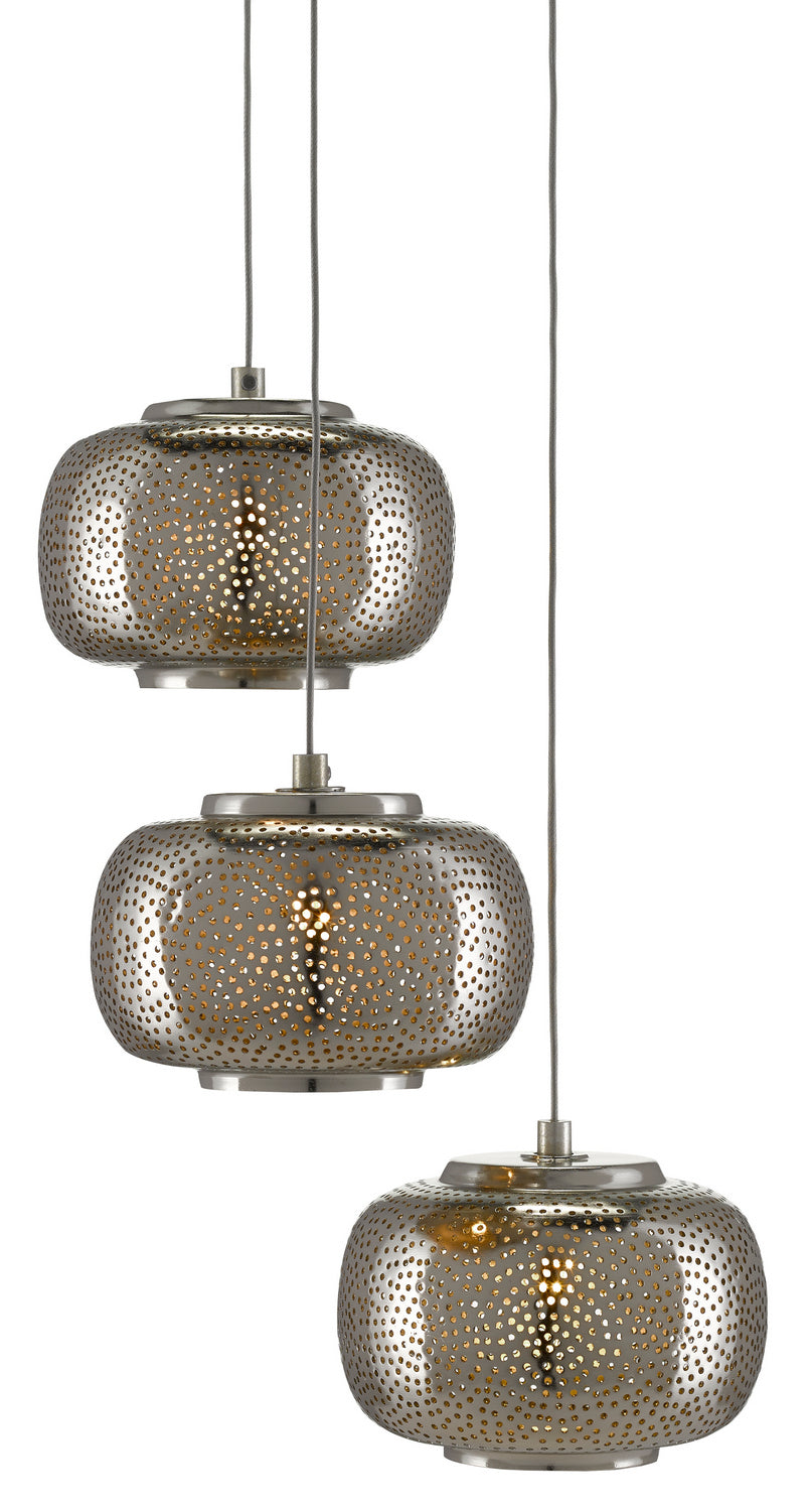 Three Light Pendant from the Pepper collection in Nickel finish