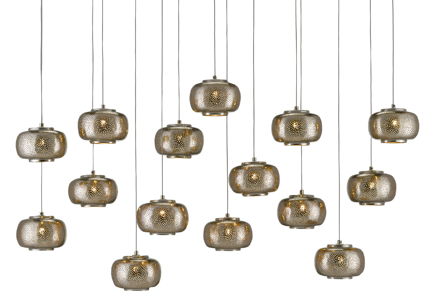 15 Light Pendant from the Pepper collection in Nickel finish