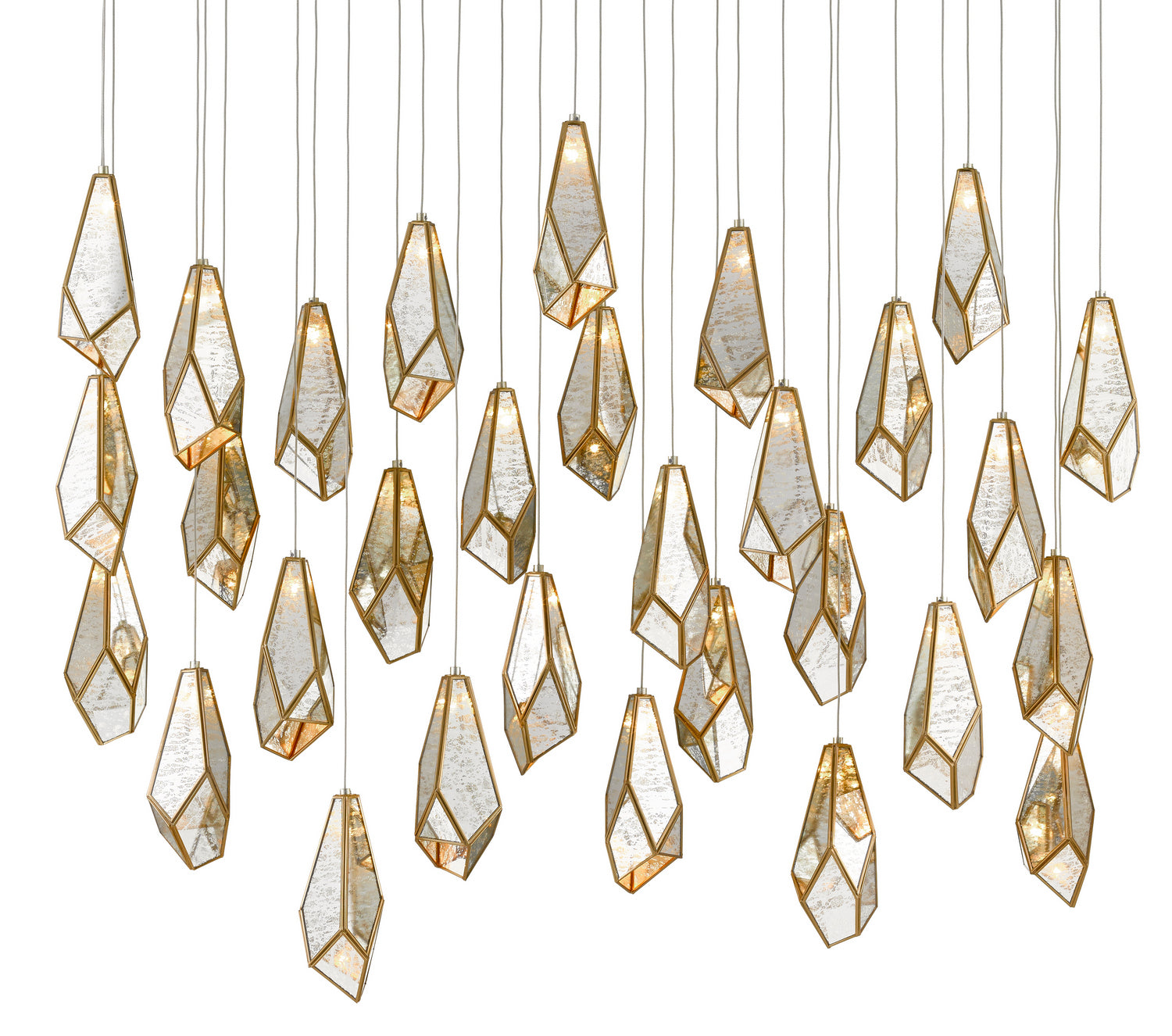 30 Light Pendant from the Glace collection in Raj Mirror/Antique Brass finish