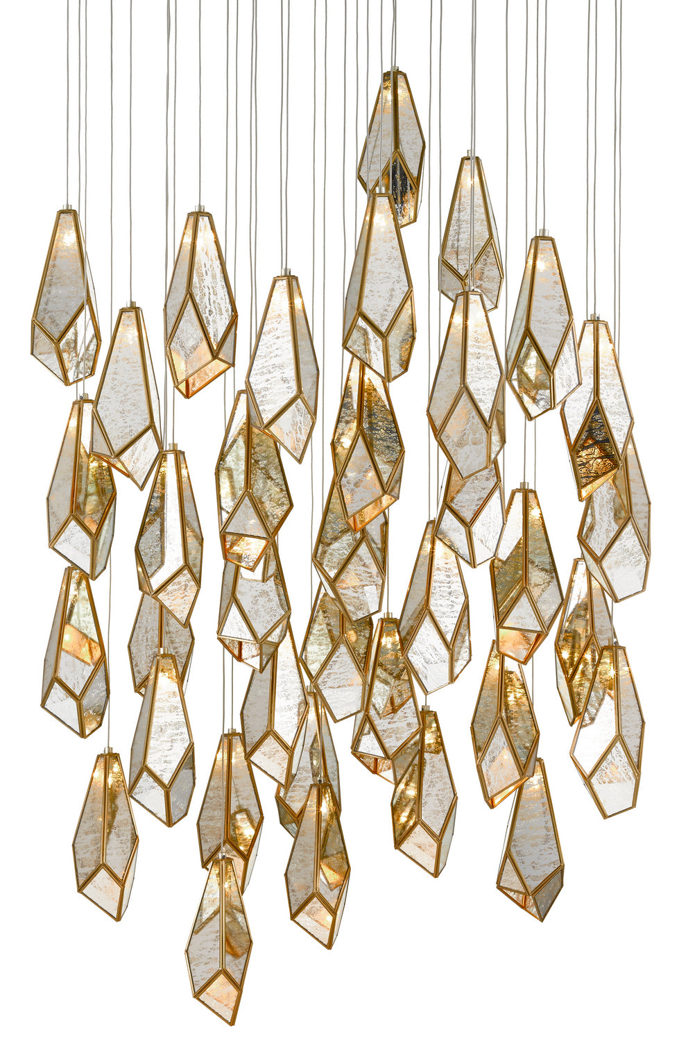 36 Light Pendant from the Glace collection in Raj Mirror/Antique Brass finish