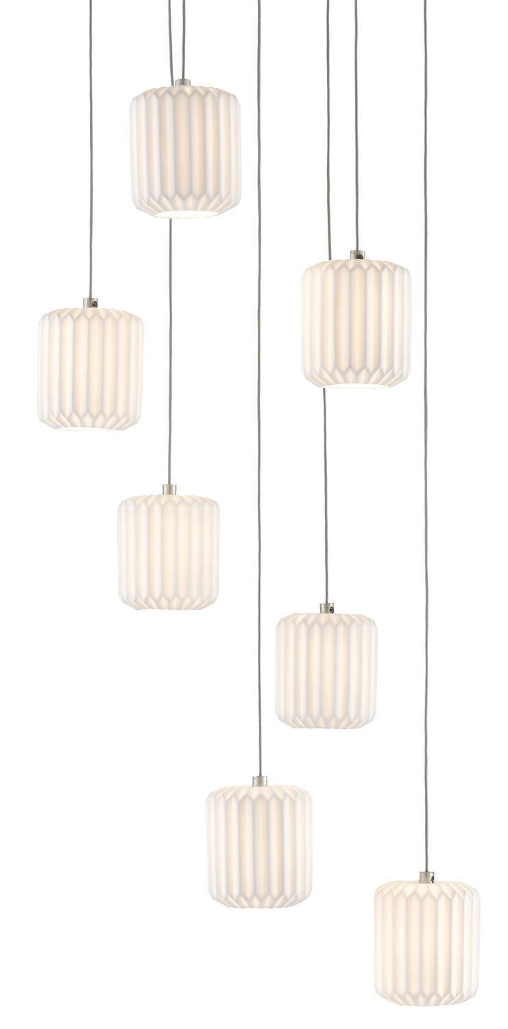 Seven Light Pendant from the Dove collection in White finish