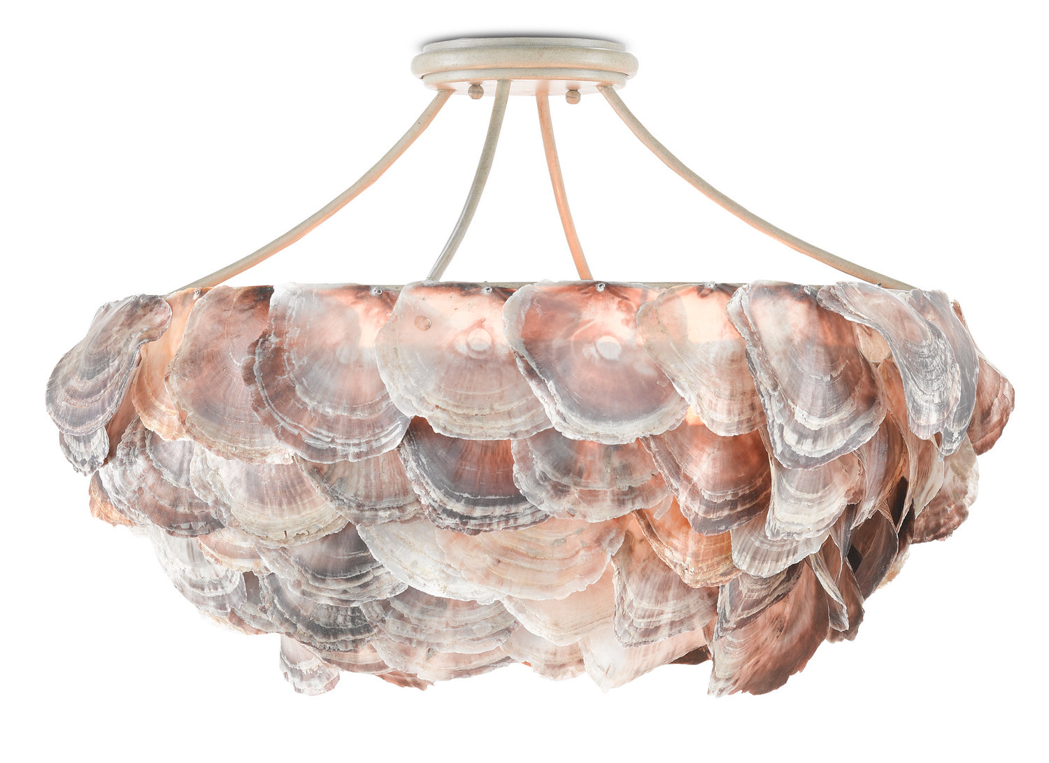 Six Light Chandelier from the Seahouse collection in Smokewood/Natural Shell finish