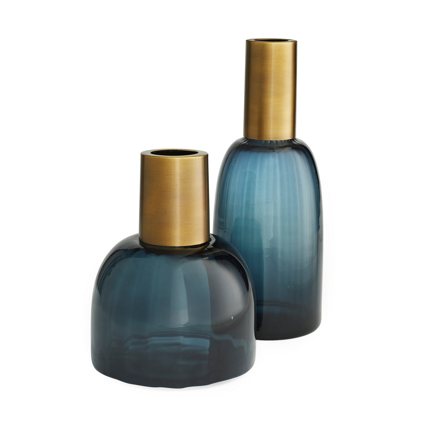 Vases, Set of 2 from the Huff collection in Navy Optic finish