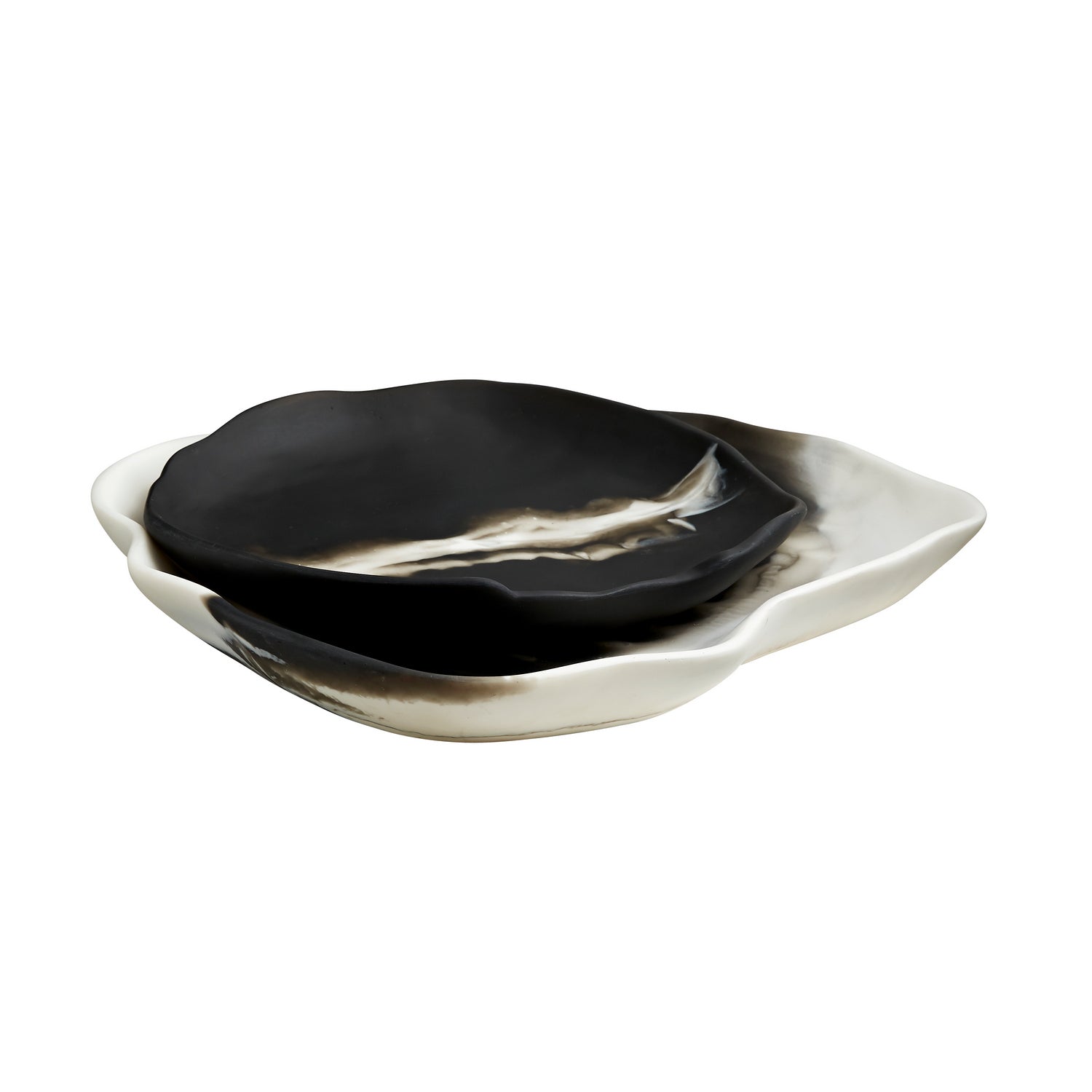 Trays, Set of 2 from the Hollies collection in Black & White finish