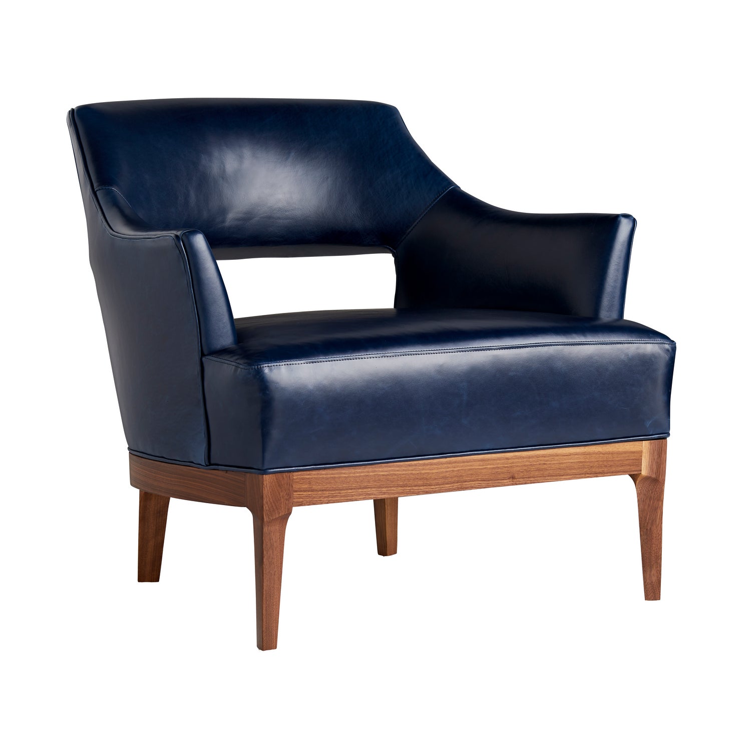 Upholstery - Chair from the Laurette collection in Indigo Leather/Walnut finish