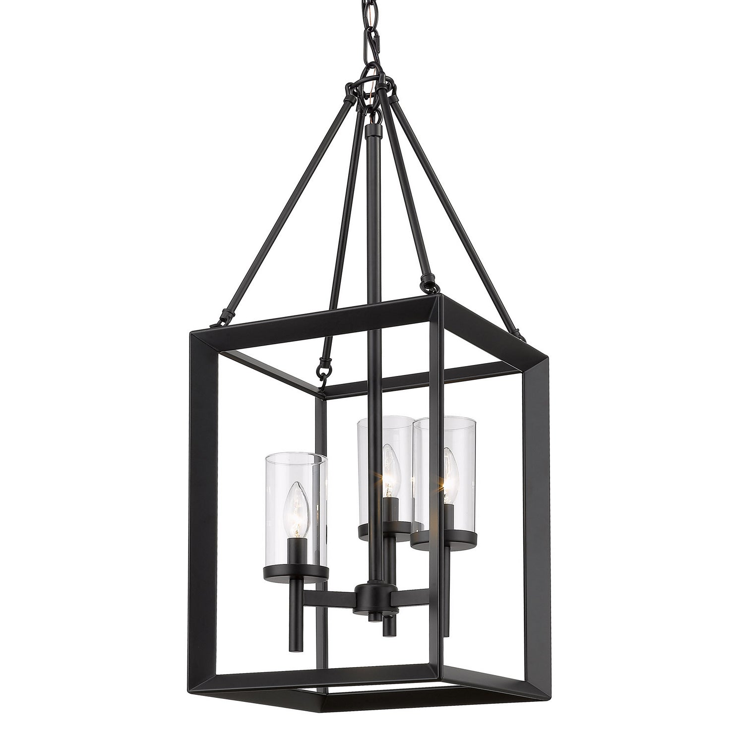 Golden - 2073-3P BLK-CLR - Three Light Pendant - Smyth BLK - Matte Black