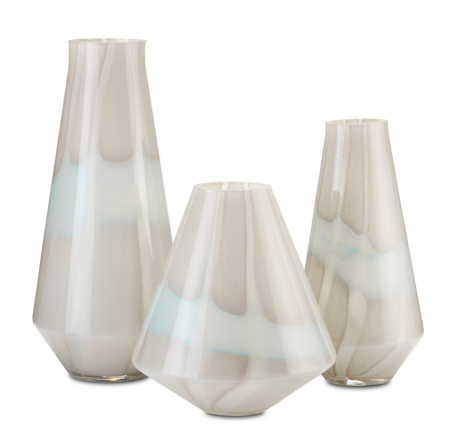 Vase Set of 3 from the Floating collection in Light Gray/White finish