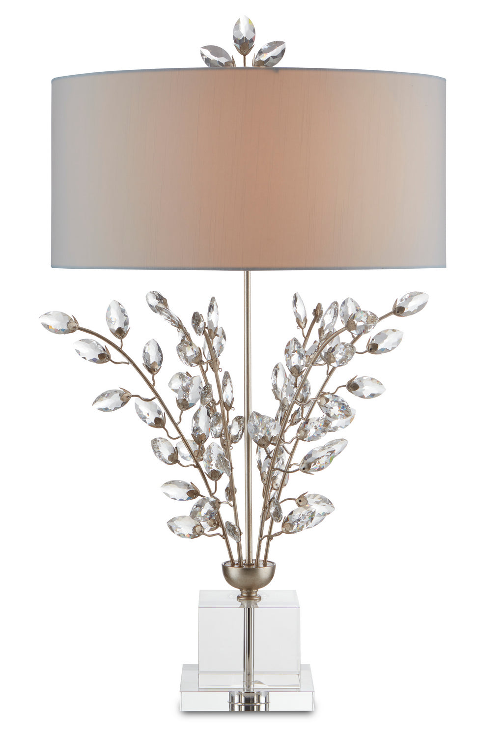 Two Light Table Lamp from the Forget-Me-Not collection in Silver Leaf/Clear finish