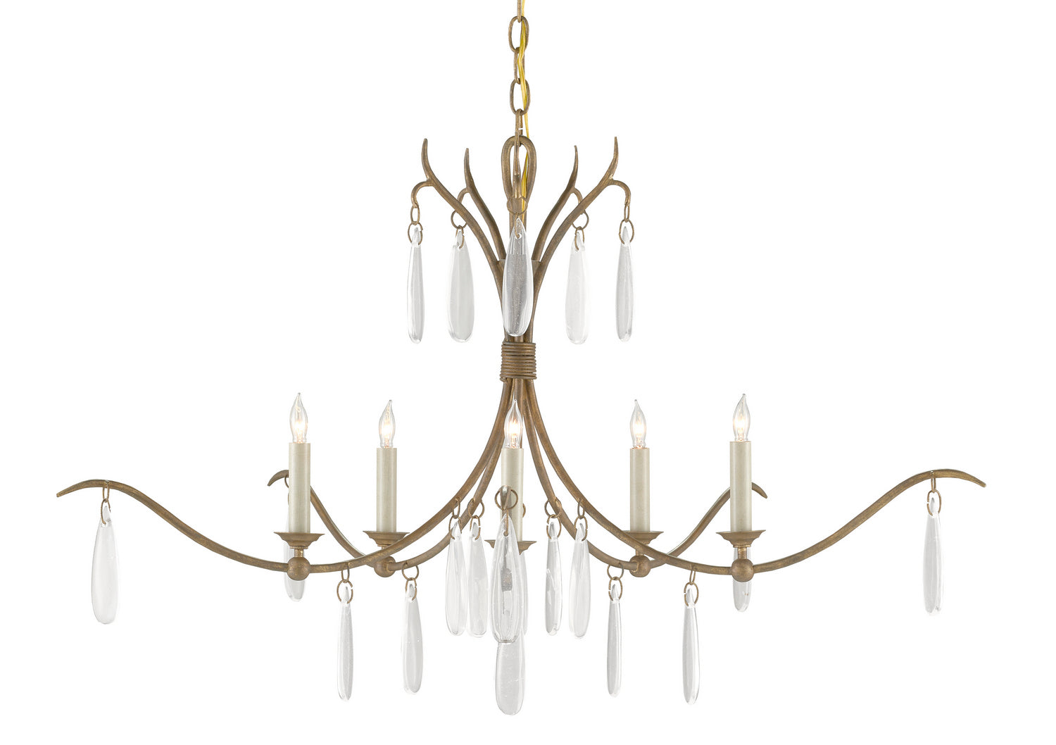 Five Light Chandelier from the Marshallia collection in Rustic Gold/Faux Rock Crystal finish