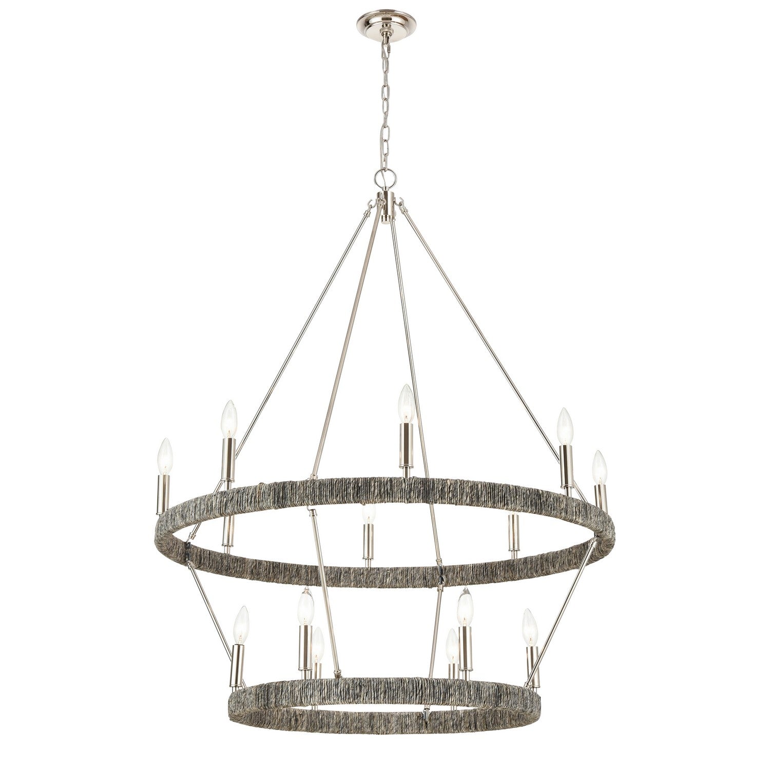 ELK Home - 32518/8+6 - 14 Light Chandelier - Abaca - Polished Nickel