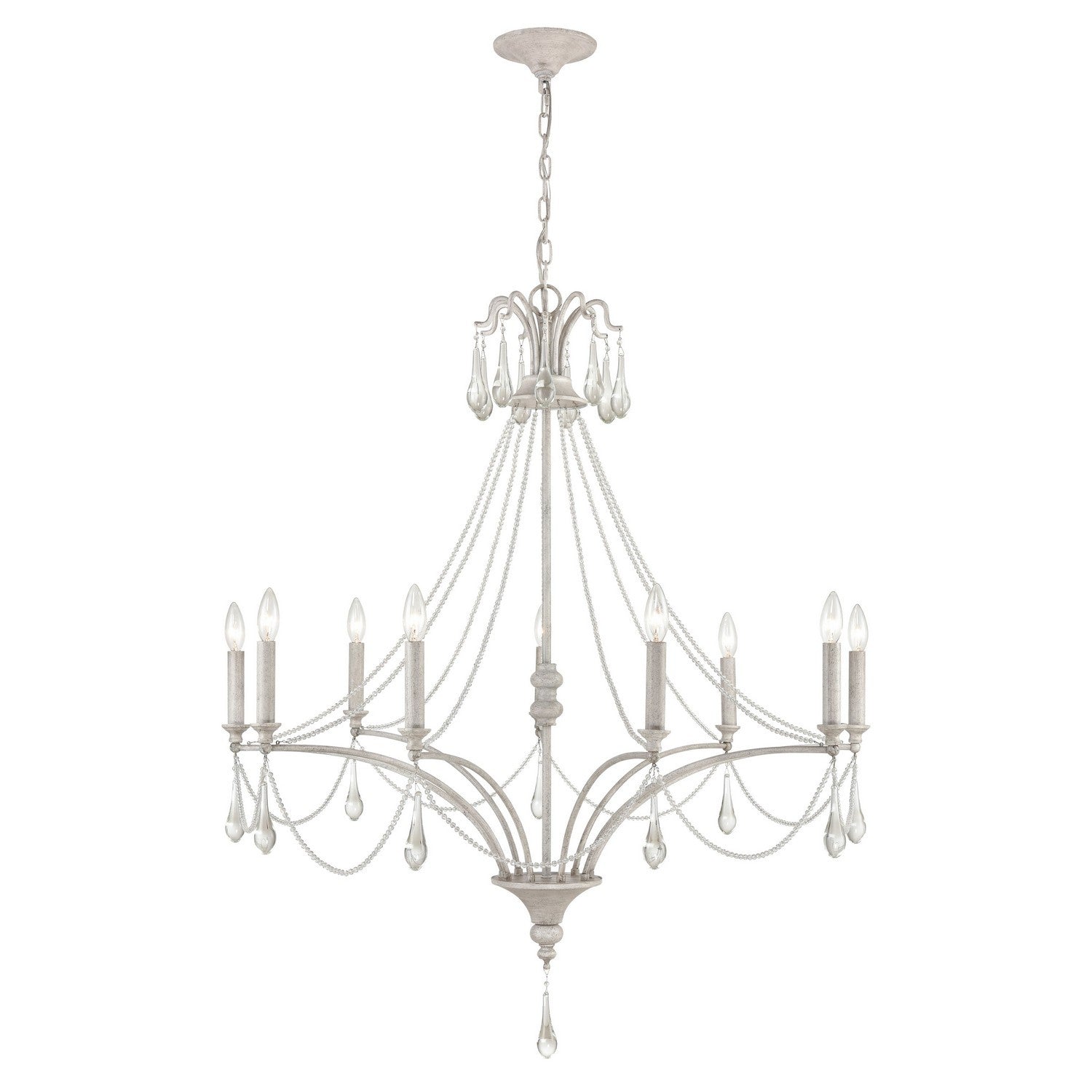 ELK Home - 33477/9 - Nine Light Chandelier - French Parlor - Vintage White