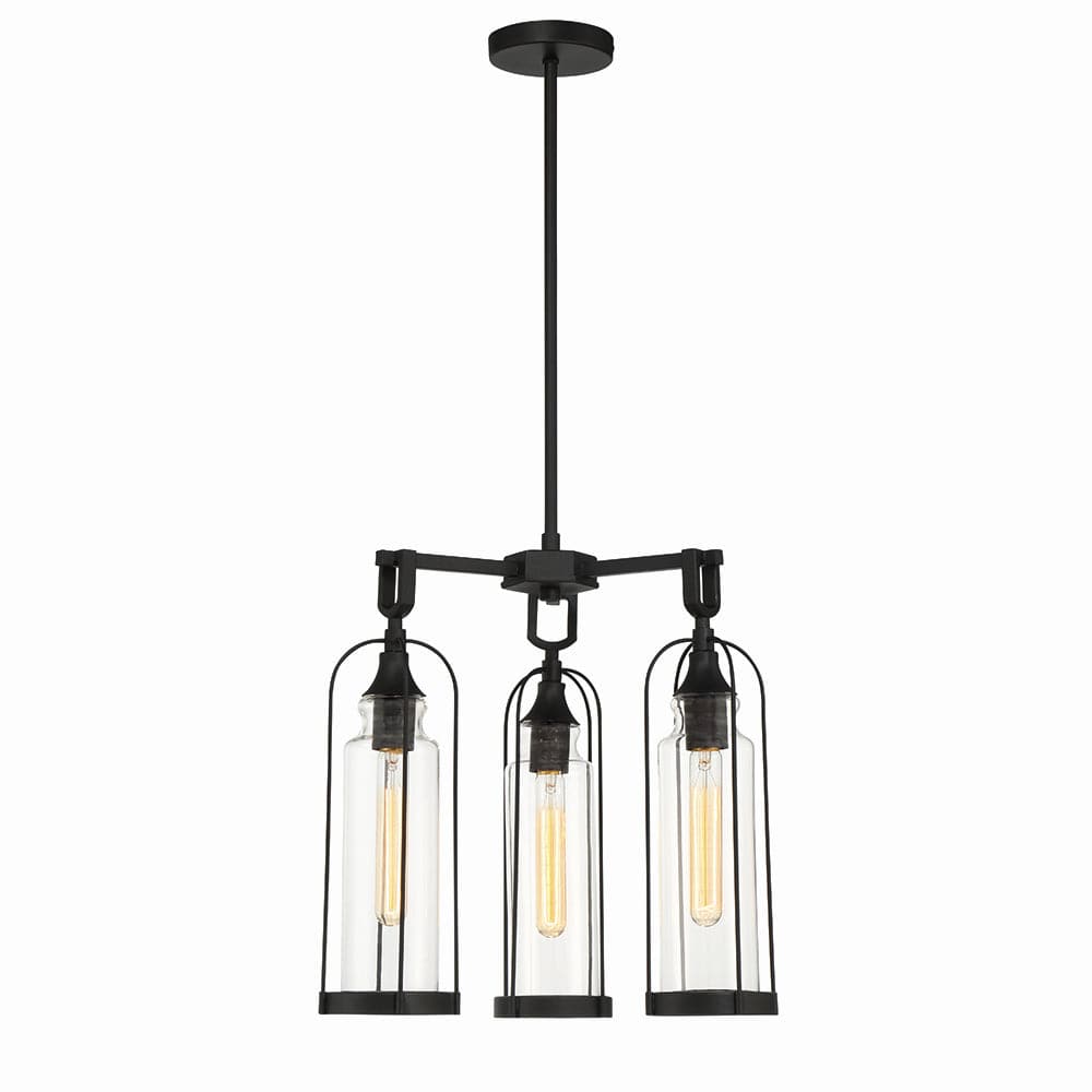 Eurofase - 42728-016 - Three Light Outdoor Chandelier - Yasmin - Satin Black