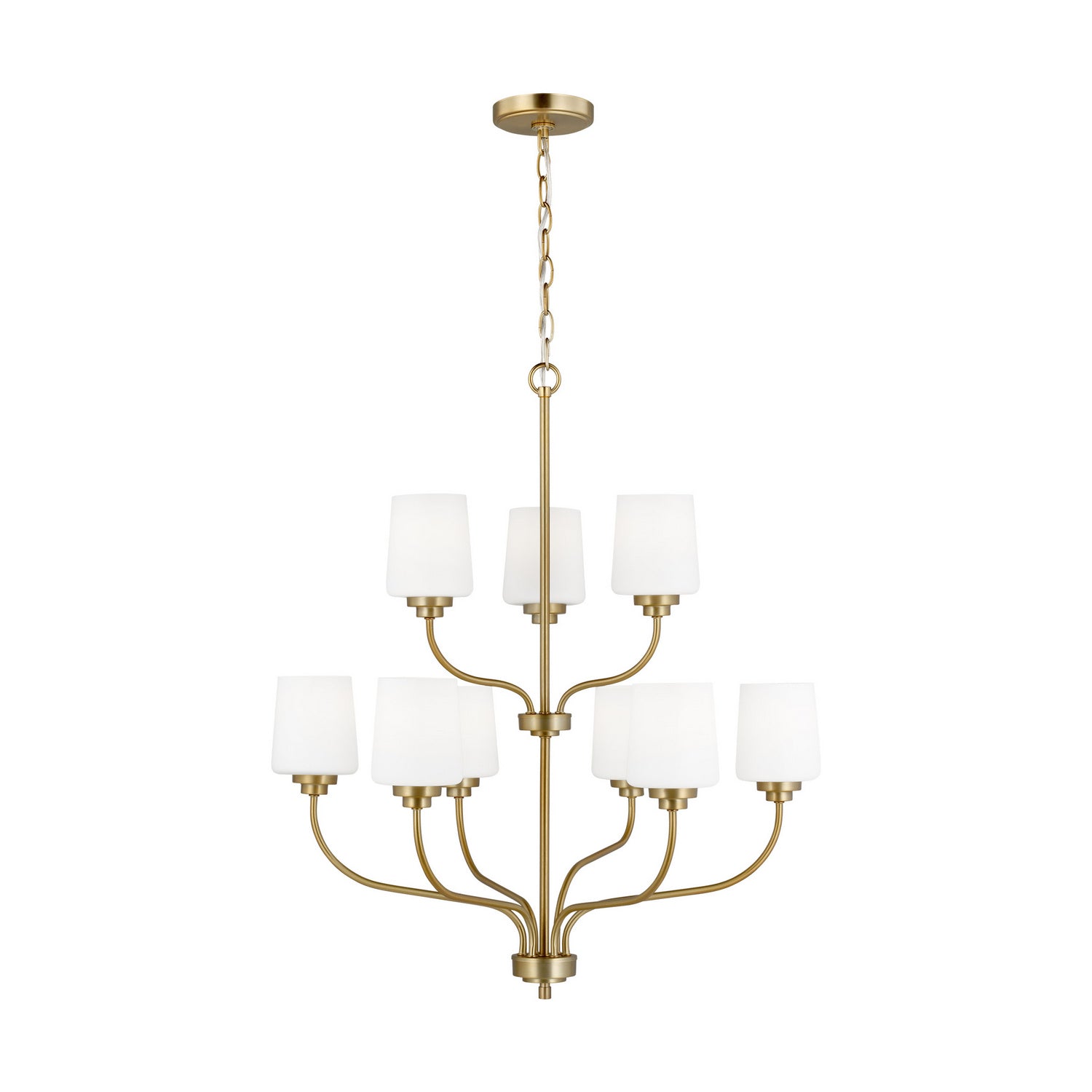 Generation Lighting. - 3102809-848 - Nine Light Chandelier - Windom - Satin Brass