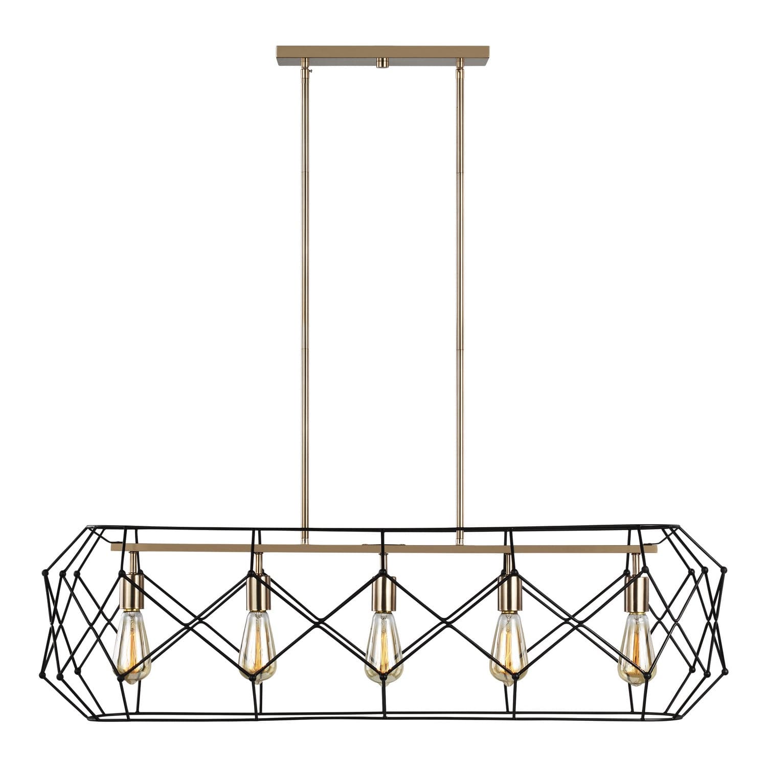 Visual Comfort Studio - 6634105-848 - Five Light Linear Chandelier - Zarra - Satin Brass