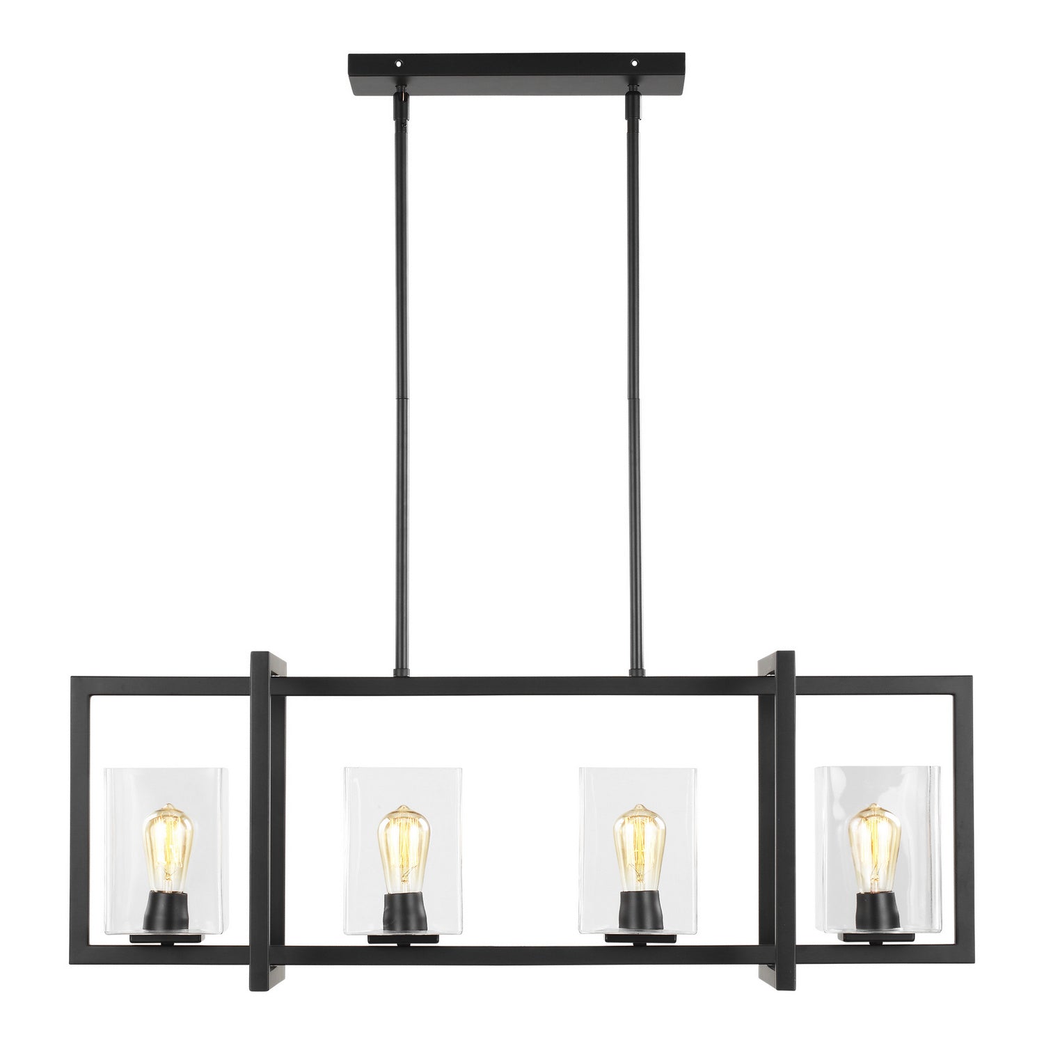 Generation Lighting. - 6641504-112 - Four Light Island Pendant - Mitte - Midnight Black