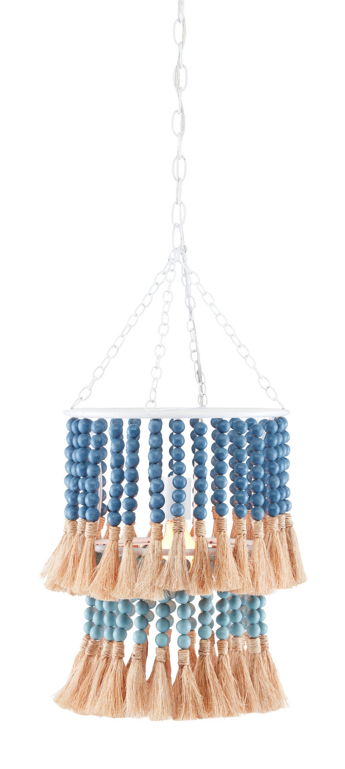 One Light Pendant from the Jamie Beckwith collection in Sugar White/Mist Blue/Demin Blue/Natural Rope finish