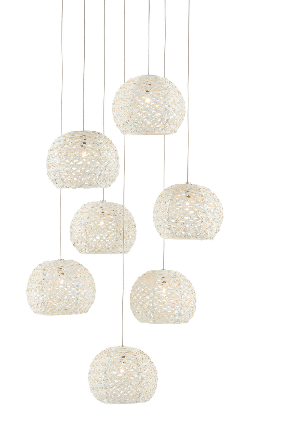 Seven Light Pendant from the Piero collection in Sugar White finish