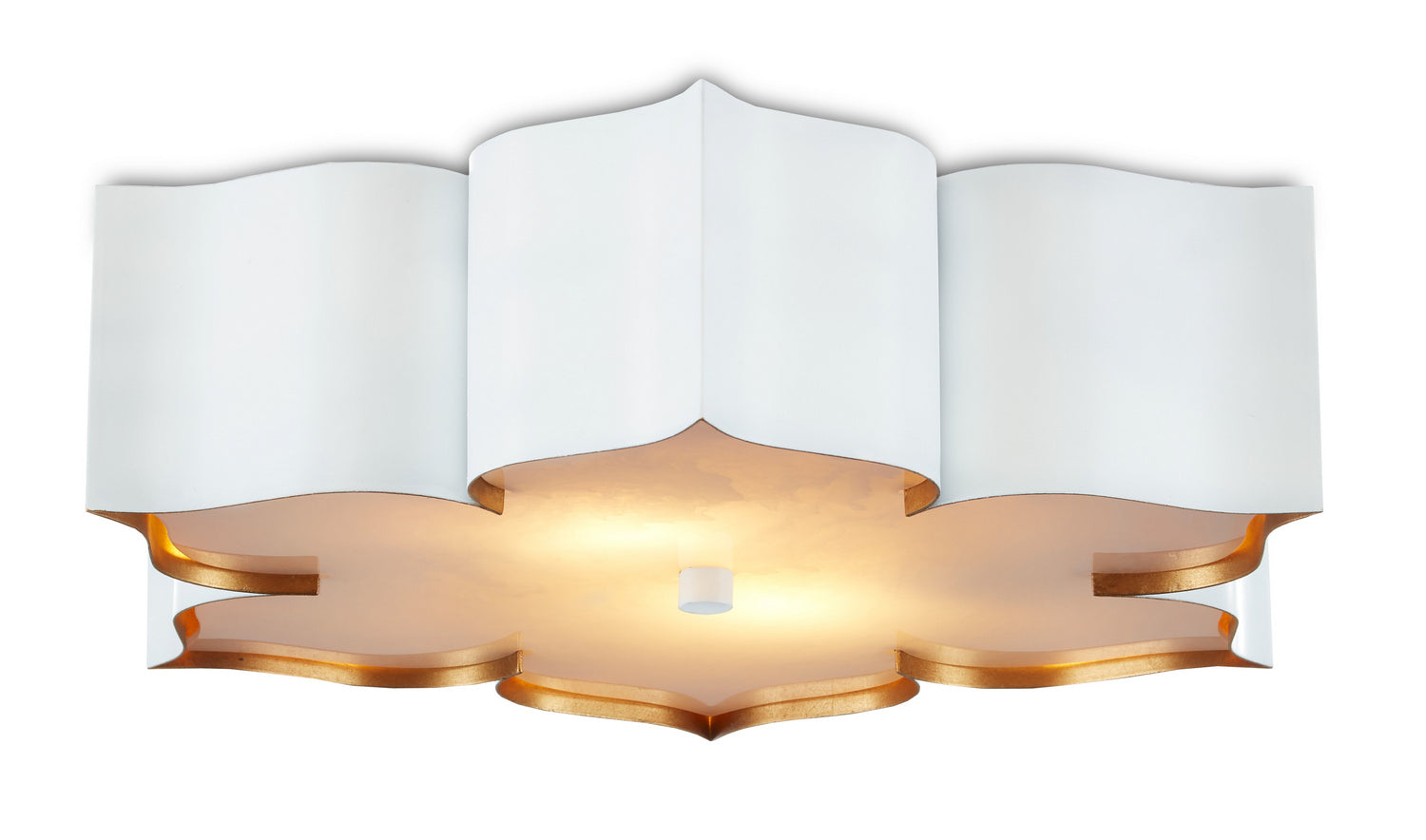 Two Light Flush Mount from the Grand Lotus collection in Sugar White/ Contemporary Gold finish