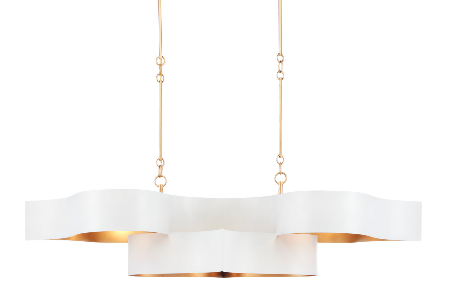 Six Light Chandelier from the Grand Lotus collection in Sugar White/Contemporary Gold Leaf finish