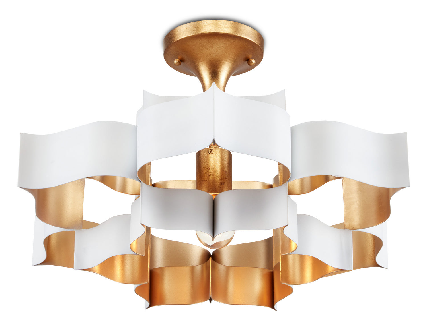 One Light Chandelier from the Grand Lotus collection in Sugar White/Contemporary Gold Leaf finish