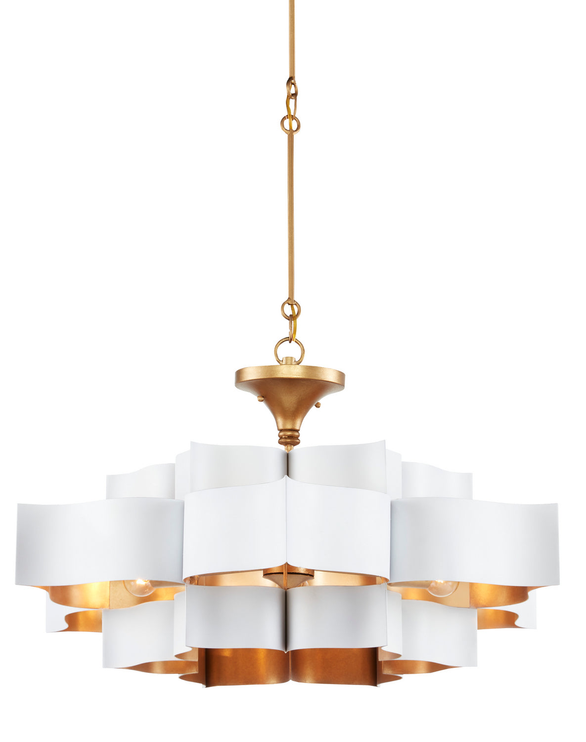 Six Light Chandelier from the Grand Lotus collection in Sugar White/Contemporary Gold Leaf finish