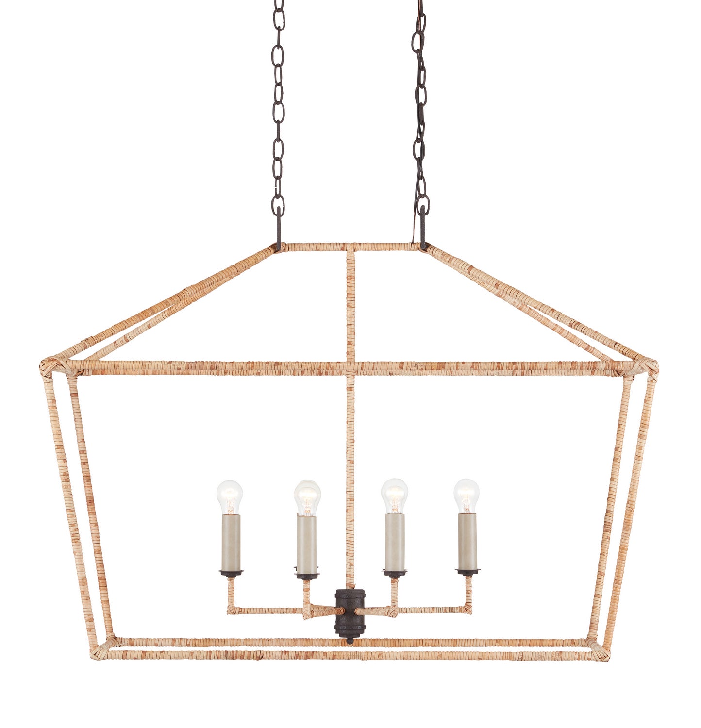 Six Light Lantern from the Denison Rattan collection in Molé Black/Natural finish