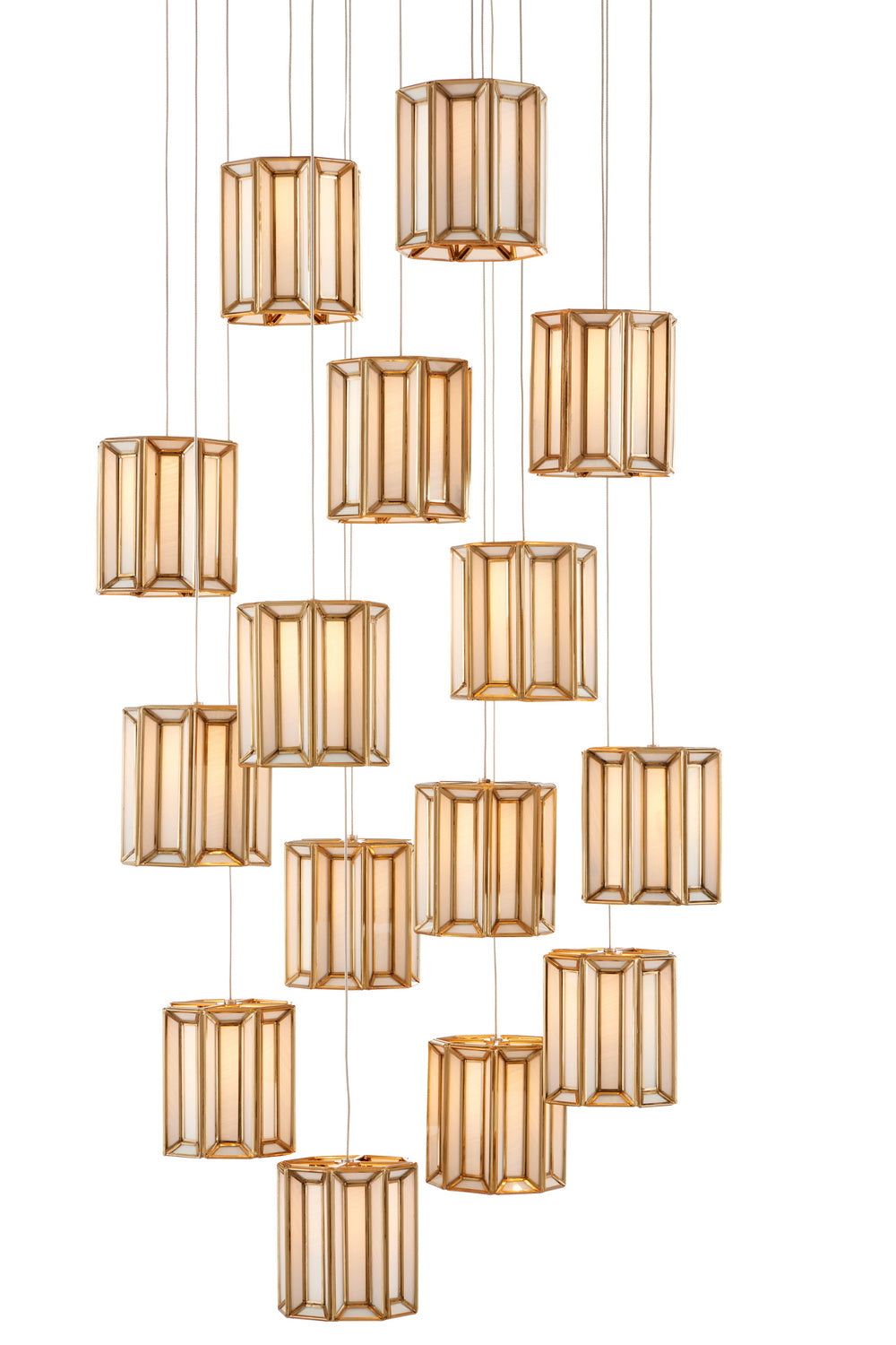 15 Light Pendant from the Daze collection in White/Antique Brass finish