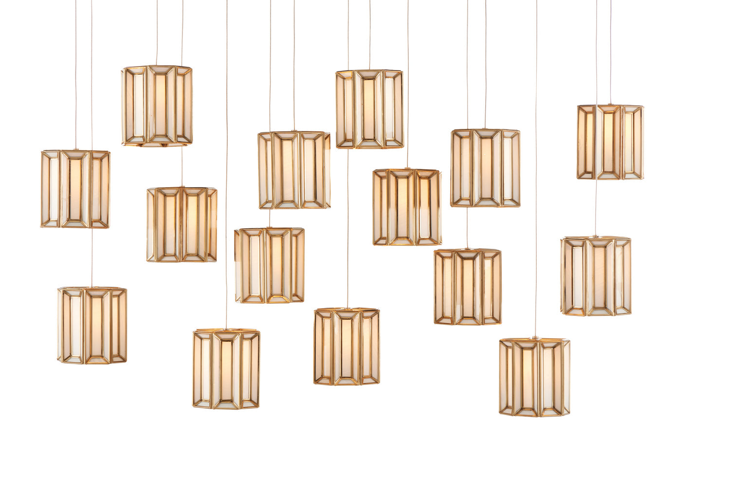 15 Light Pendant from the Daze collection in White/Antique Brass finish