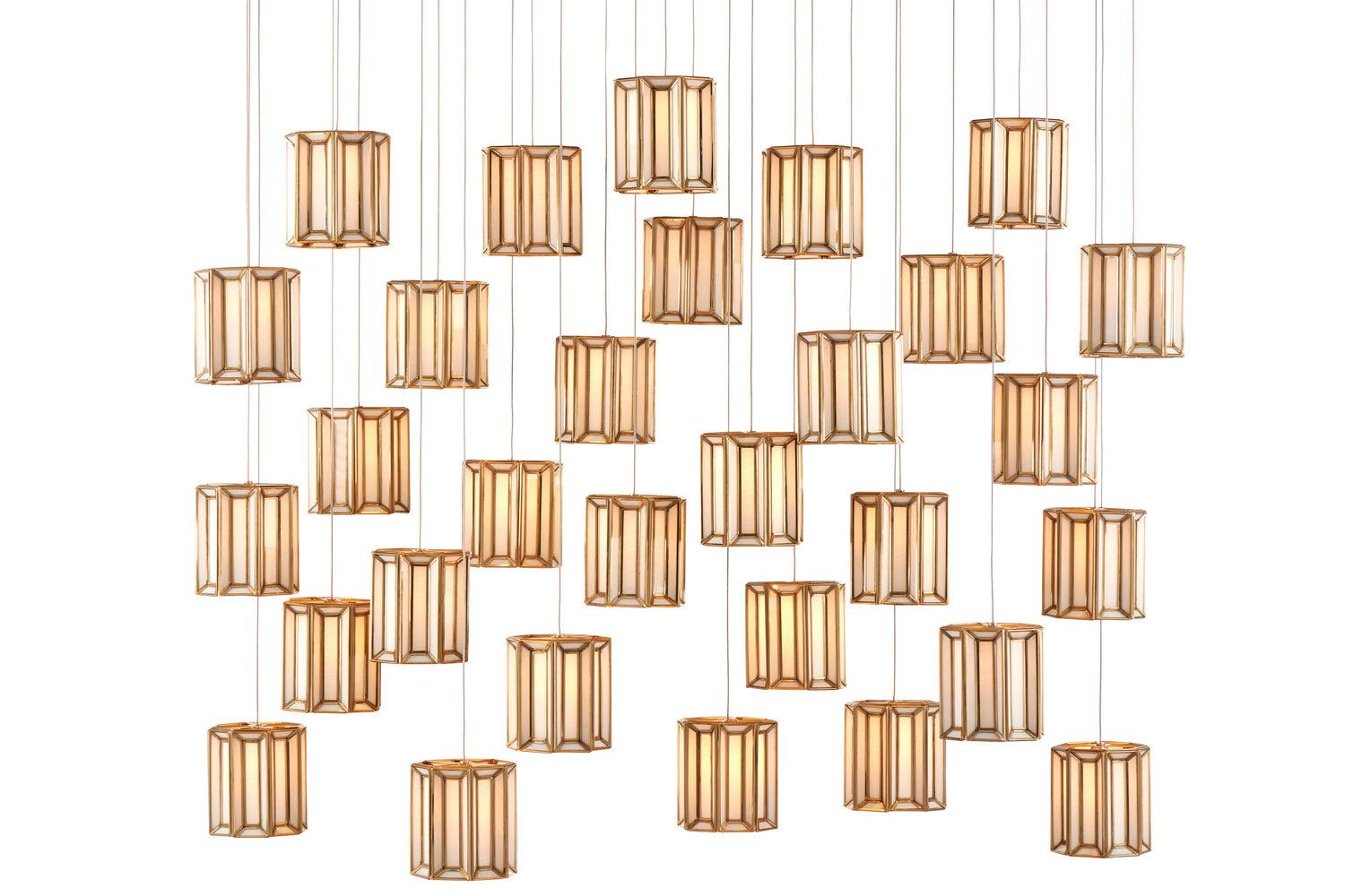 30 Light Pendant from the Daze collection in White/Antique Brass finish