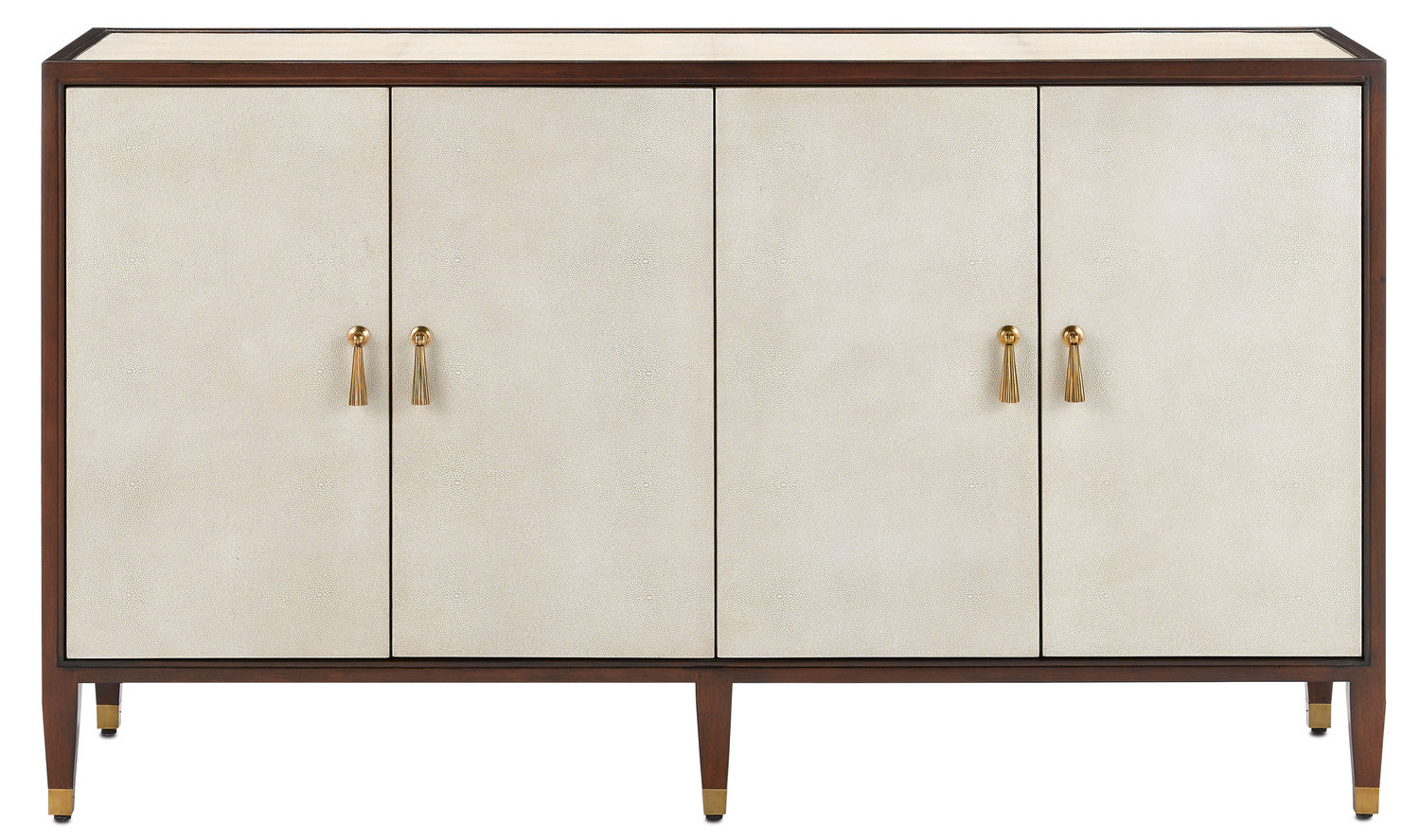 Credenza from the Evie collection in Ivory/Dark Walnut/Brass finish