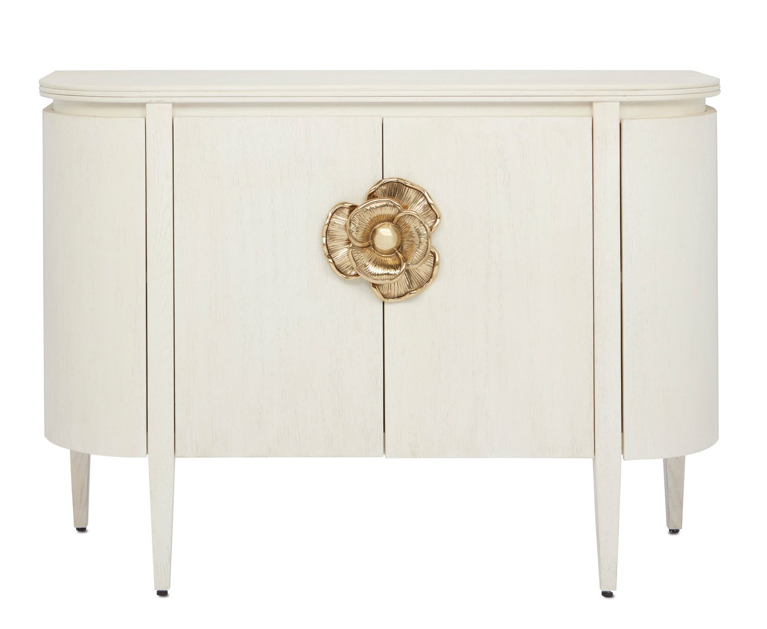 Demi-Lune from the Briallen collection in Cerused White/Brass finish