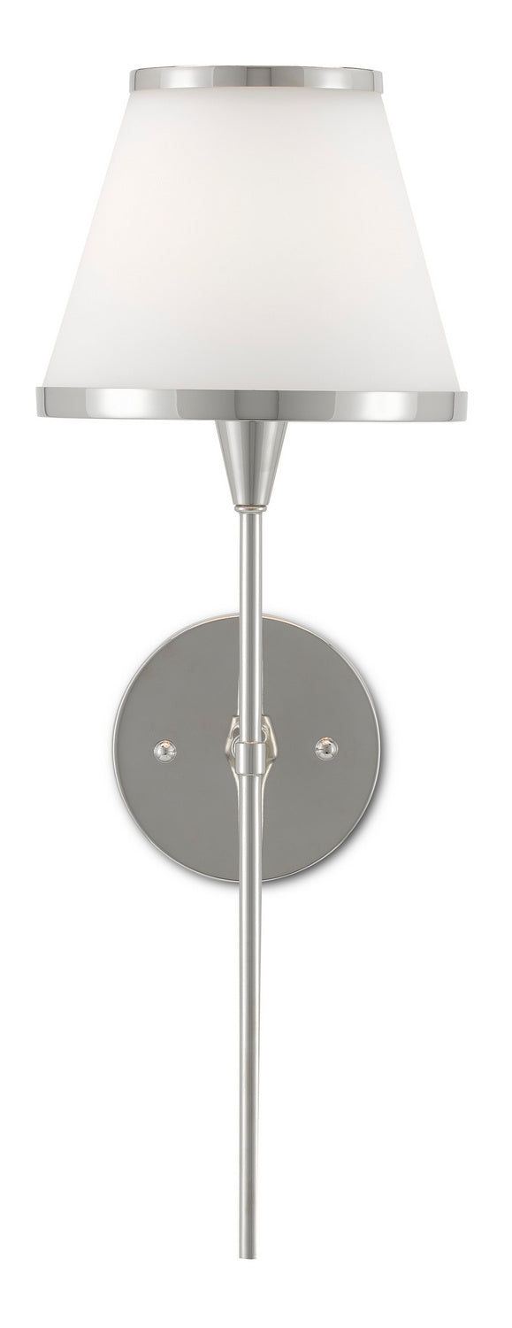 One Light Wall Sconce from the Bagno collection in Polished Nickel/Opaque Glass finish