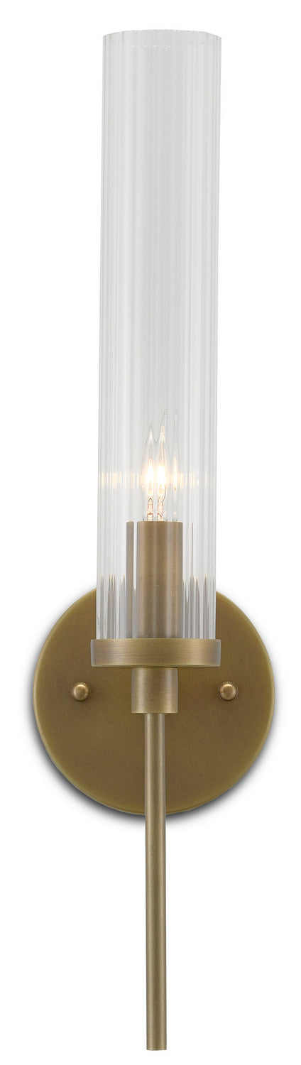 One Light Wall Sconce from the Bagno collection in Antique Brass/Clear finish