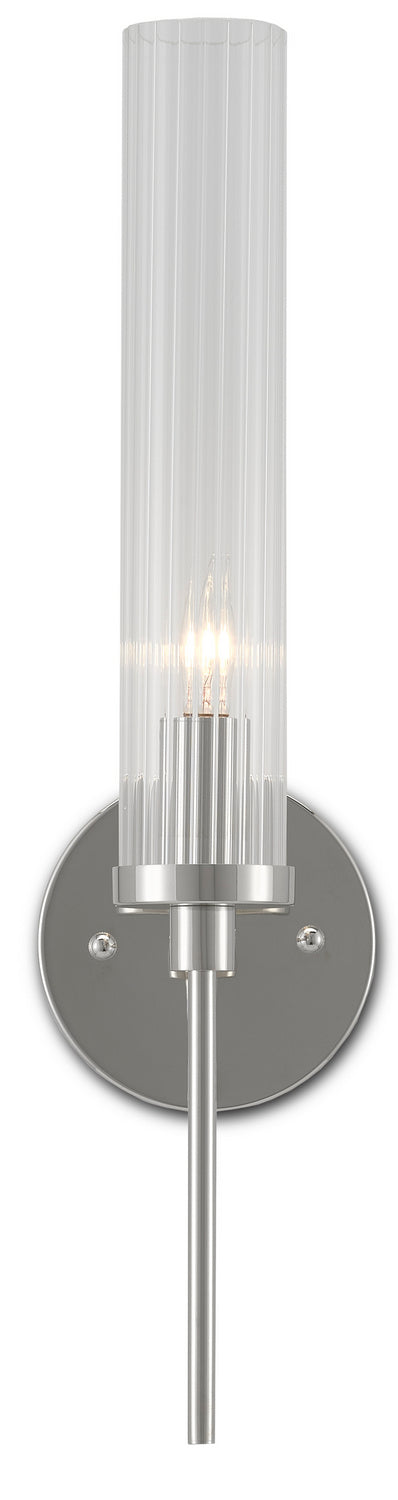 One Light Wall Sconce from the Bagno collection in Polished Nickel/Clear finish